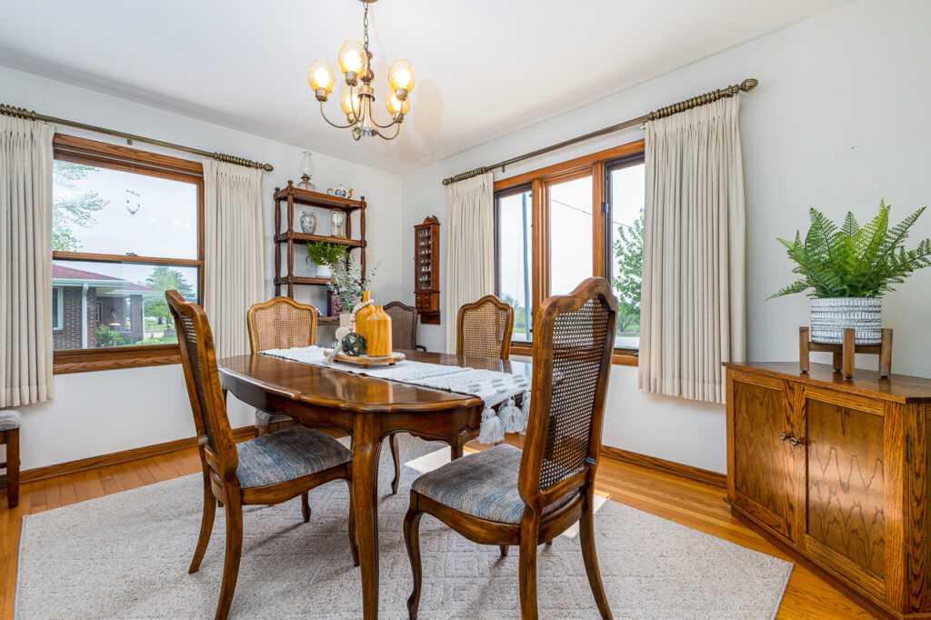 Dining room of home for sale in Darlington, WI.